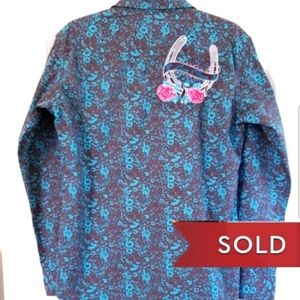 *SOLD*SOLD*SOLD*COWGIRL HARDWARE Brown Teal Floral Roses Embroider